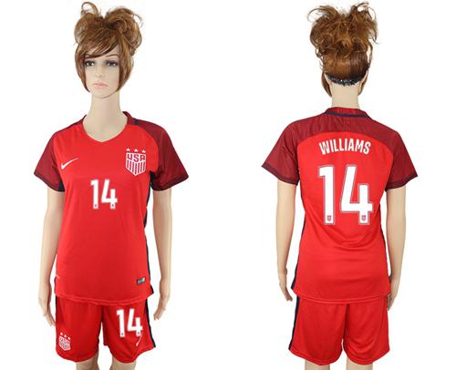 Women's USA #14 Williams Away Soccer Country Jersey - Click Image to Close